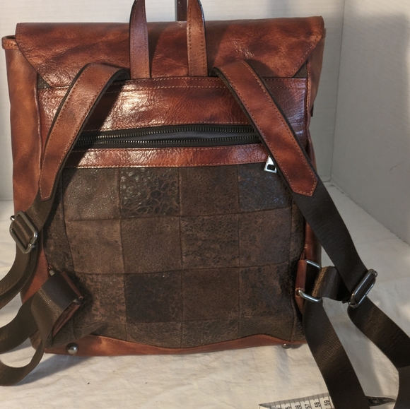 Messangerbag/ backpack brown dual tone leather - Picture 3 of 8